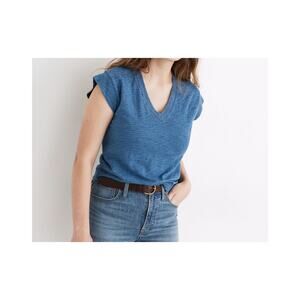 💙 Madewell Indigo Hemp Cotton V-Neck Muscle Tee Size Small